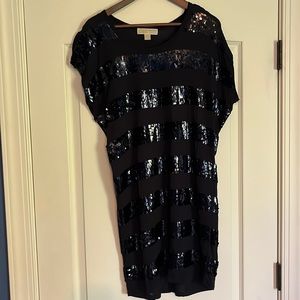 Michael Kors navy sequin stripe dress